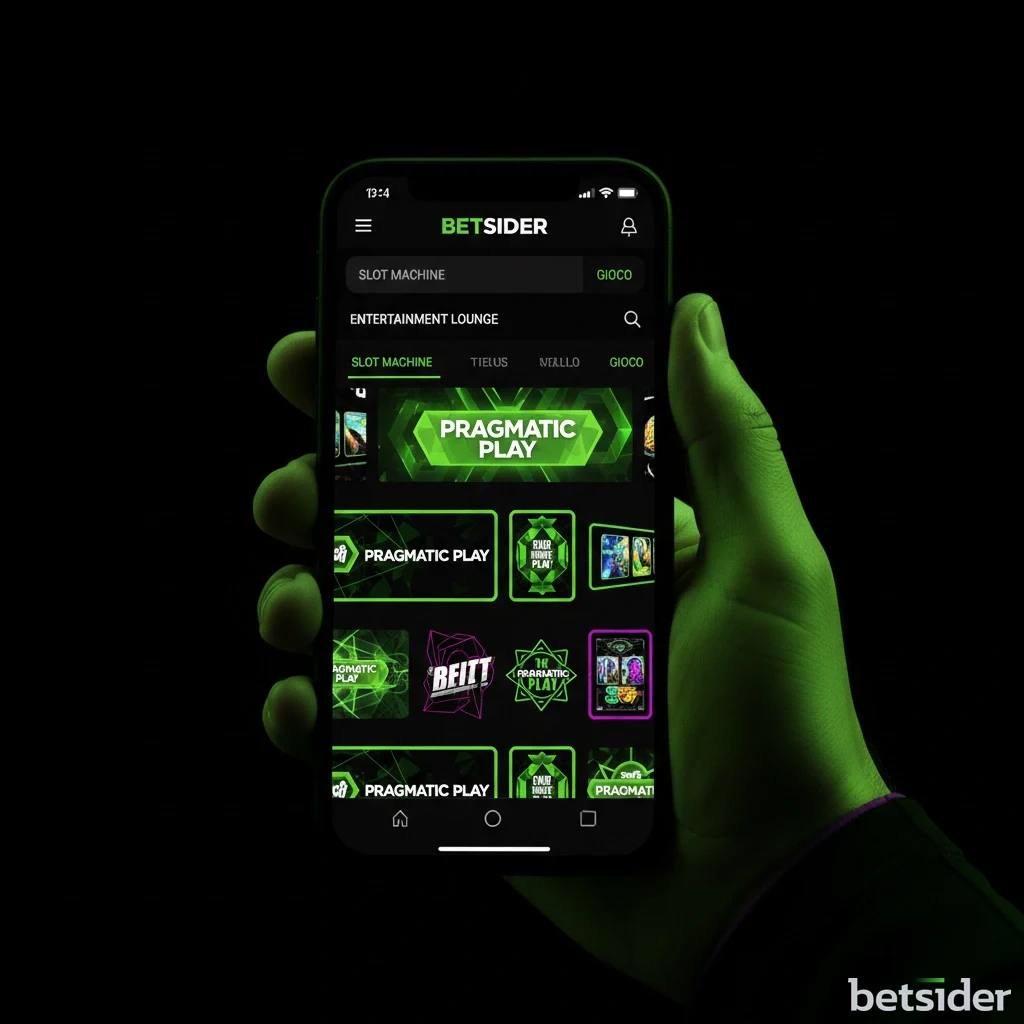Schermata dell'app Betsider che mostra la lobby dei giochi da casinò mobile.