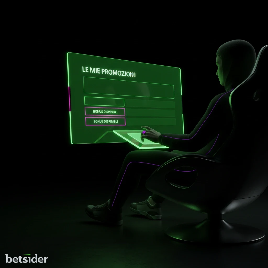 Schermata della sezione promozioni nel profilo giocatore di Betsider, dove è possibile attivare i bonus casinò.