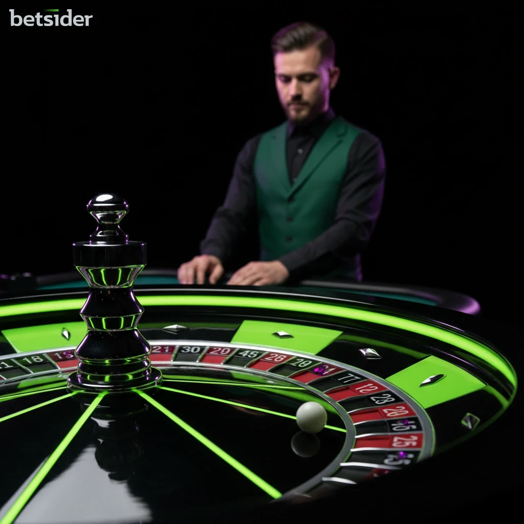Un croupier professionista gestisce un tavolo di Roulette live nel casinò online.
