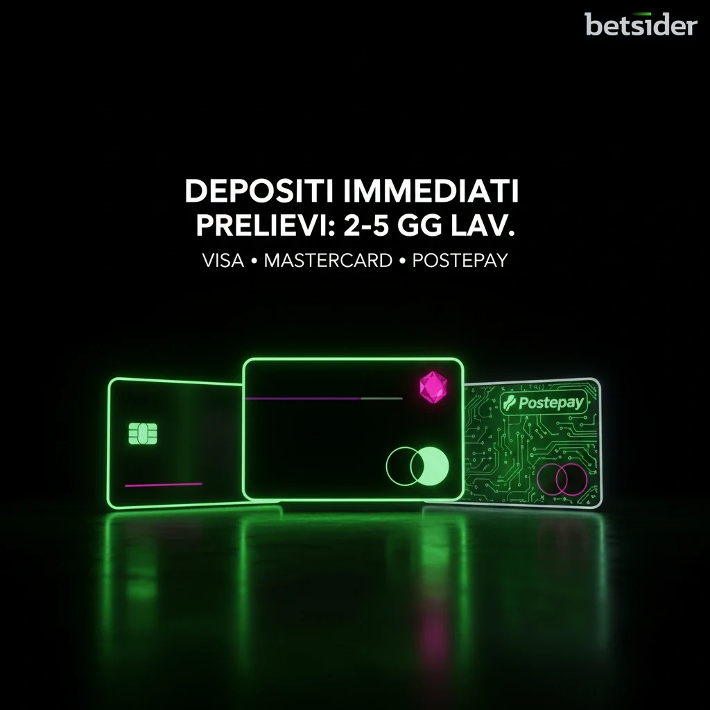 Loghi di Visa, Mastercard e Postepay accettati per le transazioni su Betsider.