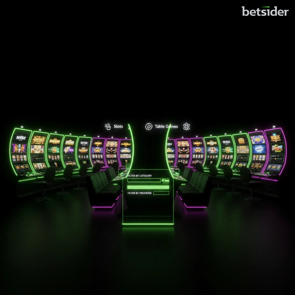 Schermata della lobby del casinò di Betsider che mostra una griglia di slot machine popolari.