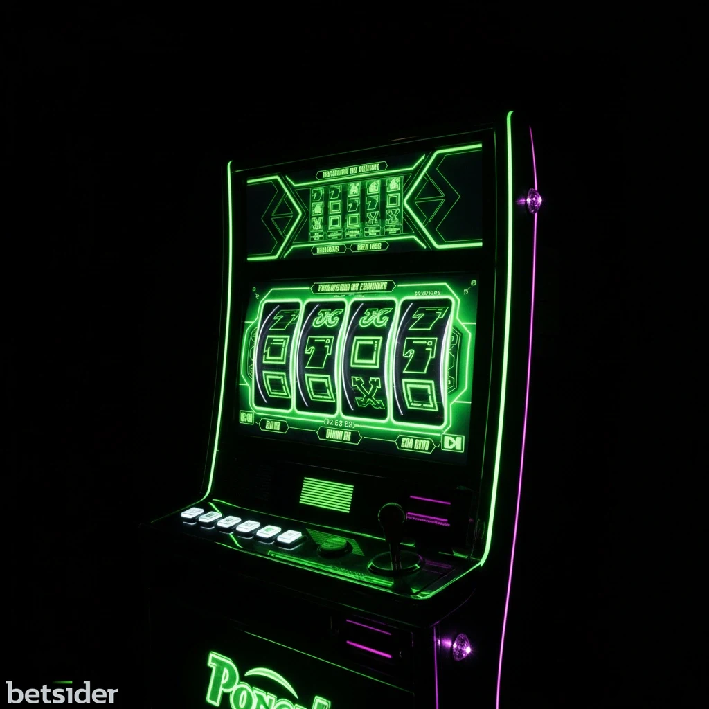 Schermata di una slot machine in stile retrò con simboli di frutta e BAR.