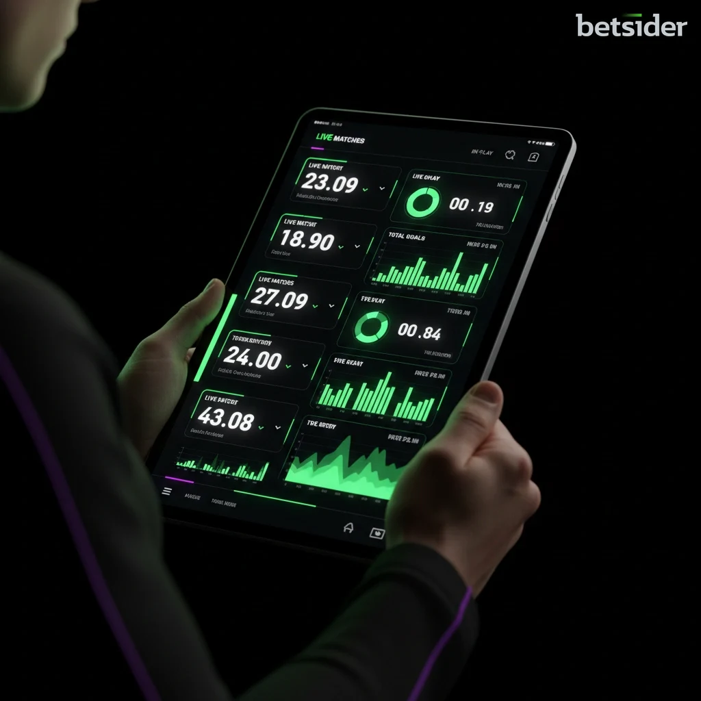 Schermata della sezione scommesse live di Betsider con quote in tempo reale per una partita di calcio.